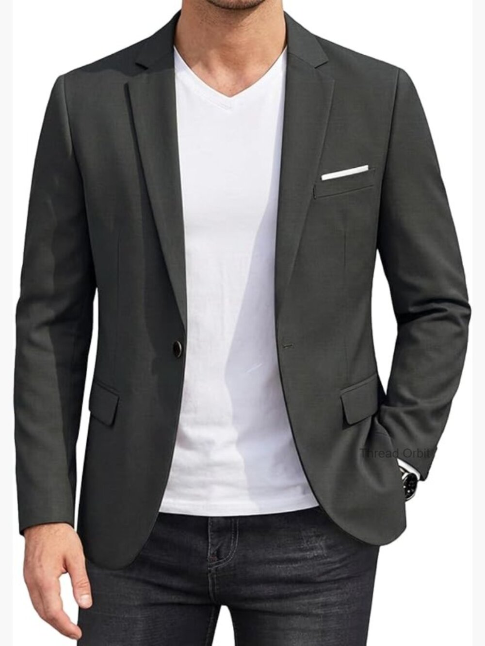 Men's One Button Slim Fit Blazer Casual Lightweight Suit Jacket